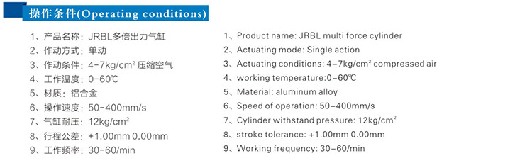 雙倍行程可調(diào)多倍力氣缸操作條件